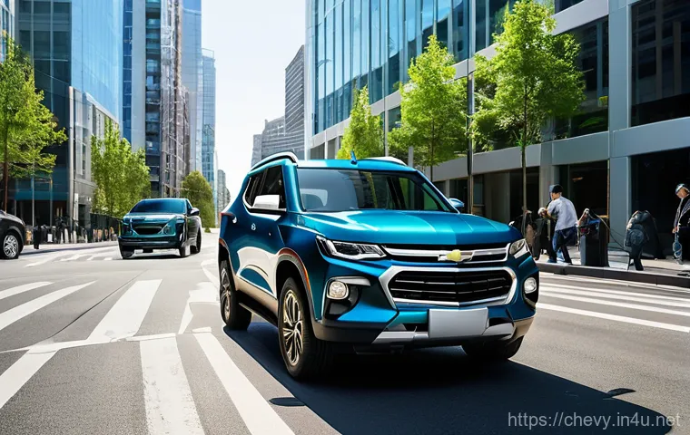 쉐보레 트레일블레이저 하이브리드 출시 일정 - **Prompt 1: Urban Elegance and Eco-Efficiency** A sleek, modern Chevrolet Trailblazer Hybrid, re...